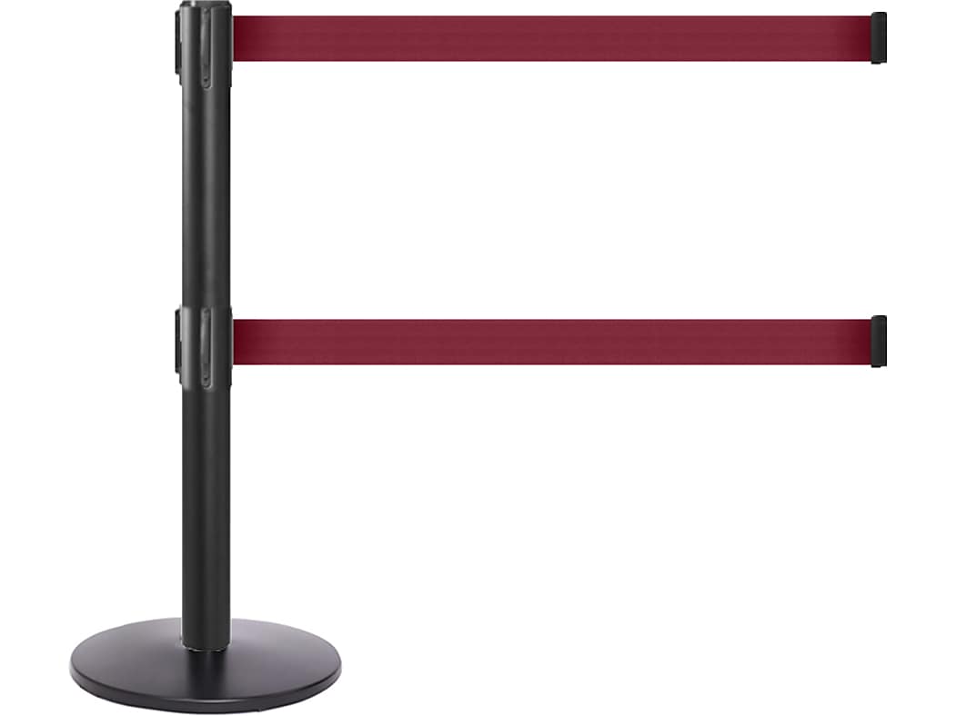 Queue Solutions QueuePro Twin 250 2" Nylon Crowd Control Barrier, Black/Maroon (PROTwin250B-MN110)