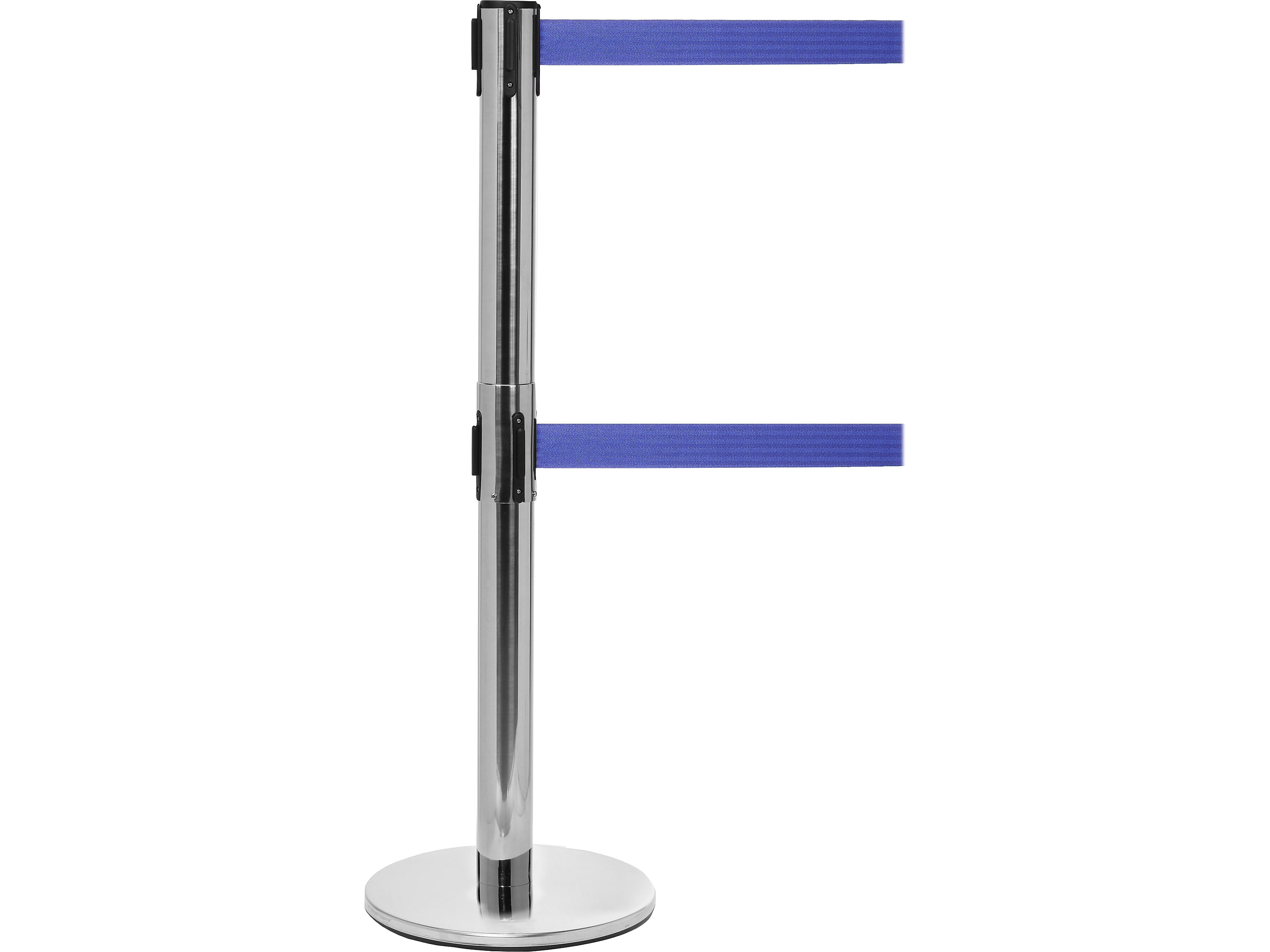 Queue Solutions QueuePro Twin 250 2" Nylon Crowd Control Barrier, Polished Stainless Steel/Blue (PROTwin250PS-BL110)
