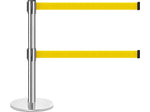 Queue Solutions QueuePro Twin 250 2" Nylon Crowd Control Barrier, Polished Stainless Steel/Yellow (PROTwin250PS-YW110)