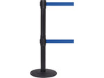 Queue Solutions QueuePro Twin 250 2" Nylon Crowd Control Barrier, Black/Blue (PROTwin250B-BL110)