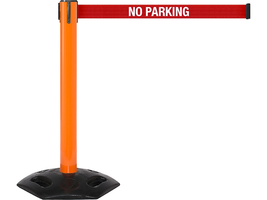 Queue Solutions WeatherMaster 300 2" Nylon Crowd Control Belt Barrier, Orange/Red (WMR300O-RWNP160)