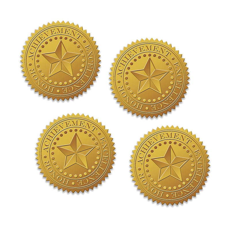 Great Papers Star Achievement Certificate Seals, 1.75" Diameter, Gold, 96 Seals/Pack (903419PK2)
