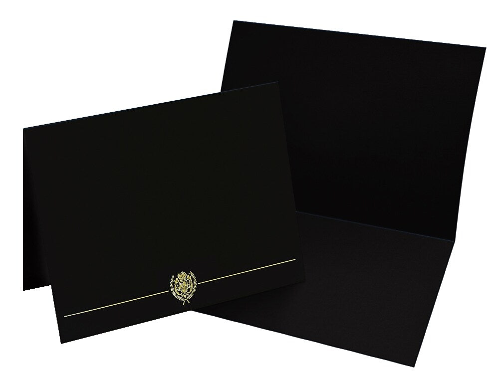 Great Papers Classic Crest Certificate Holders, 9.34" x 12", Black/Gold, 50/Pack (903117PK10)