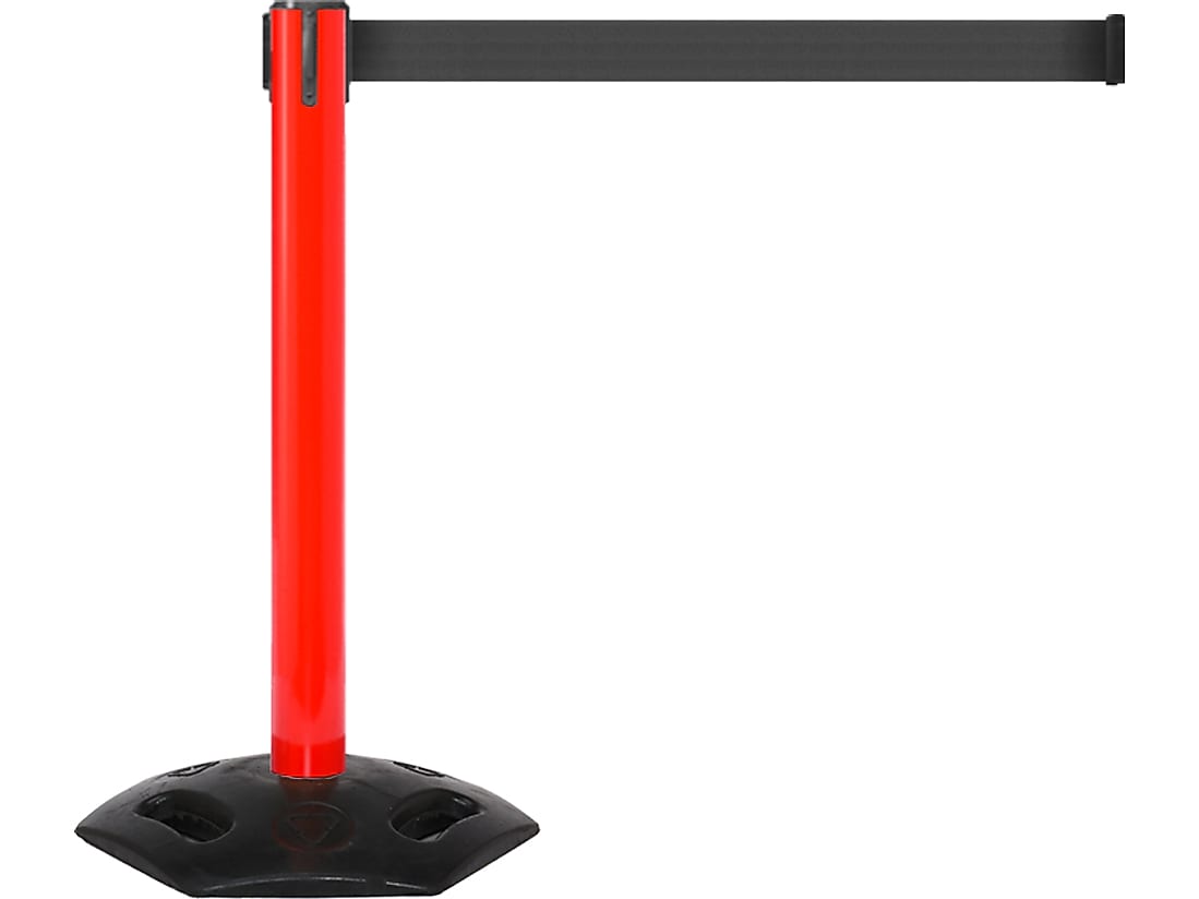 Queue Solutions WeatherMaster 300 2" Nylon Crowd Control Belt Barrier, Red/Black (WMR300R-BK160)