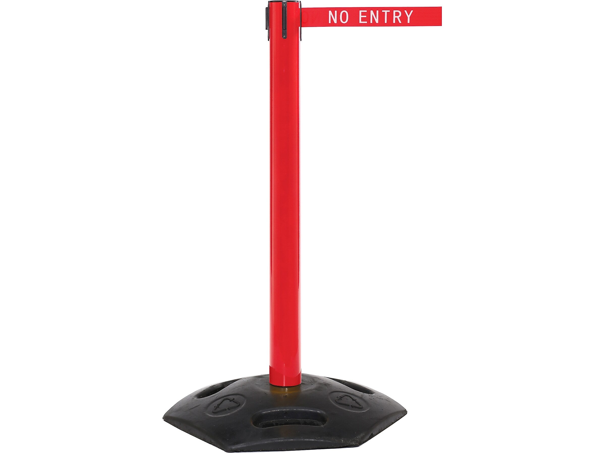 Queue Solutions WeatherMaster 300 2" Red Nylon Crowd Control Belt Barrier, Red - NO ENTRY (WMR300R-RWN110)
