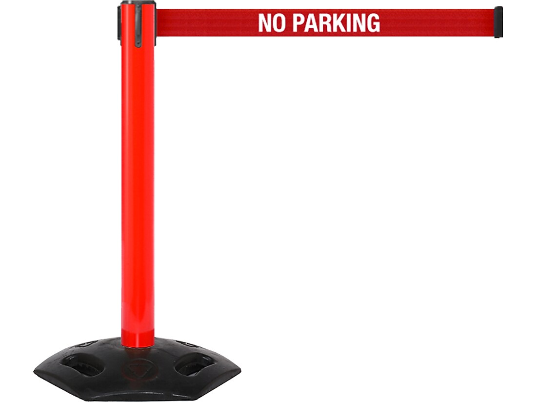 Queue Solutions WeatherMaster 300 2" Red Nylon Crowd Control Belt Barrier, Red - NO PARKING (WMR300R-RWNP110)