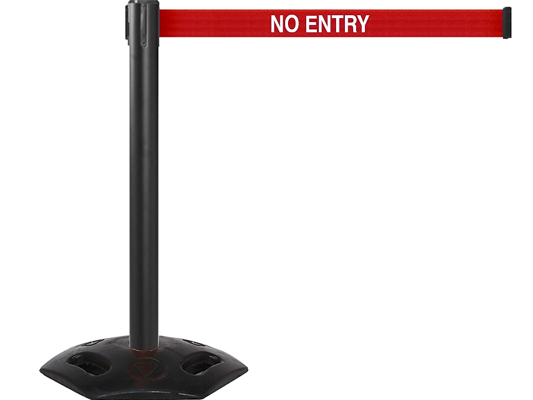 Queue Solutions WeatherMaster 250 2" Woven Nylon Crowd Control Belt Barrier, Black/Red (WMR250B-RWN110)