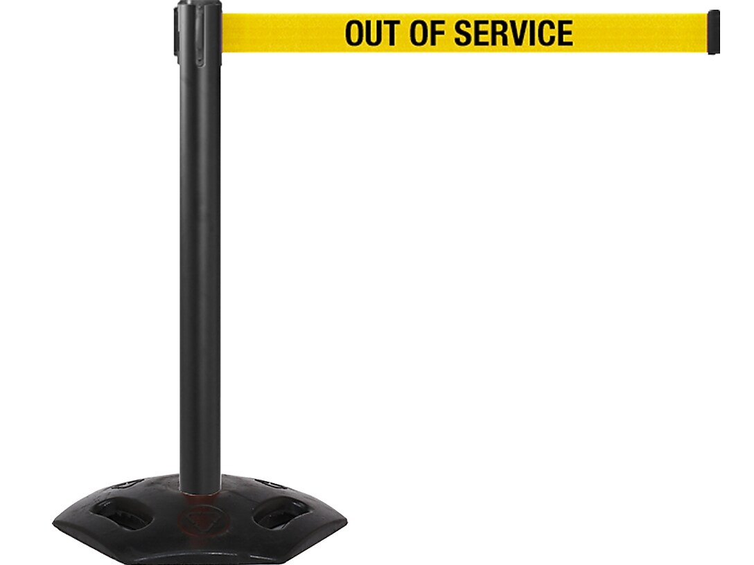 Queue Solutions WeatherMaster 250 2" Nylon Crowd Control Belt Barrier, Black/Yellow (WMR250B-YBO110)