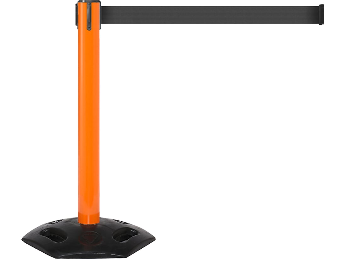 Queue Solutions WeatherMaster 300 2" Nylon Crowd Control Belt Barrier, Orange/Black (WMR300O-BK160)