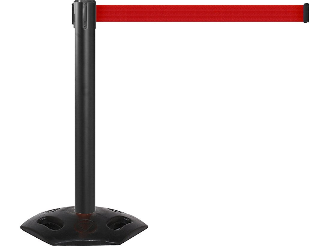 Queue Solutions WeatherMaster 300 2" Nylon Crowd Control Belt Barrier, Black/Red (WMR300B-RD160)