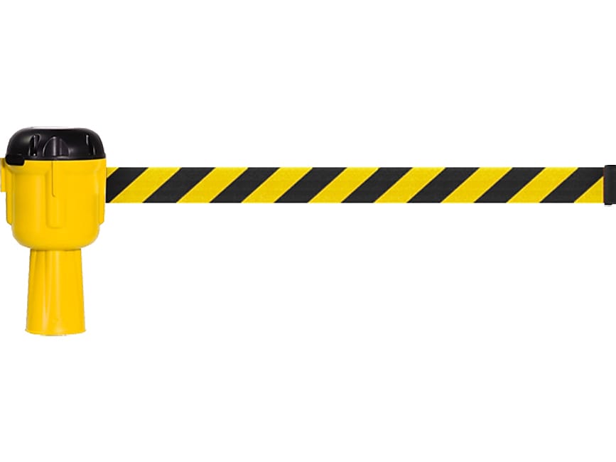 Queue Solutions ConePro 600 2" Woven Nylon Crowd Control Traffic Cone Belt Barrier, Yellow/Black (CP600Y-YB300)