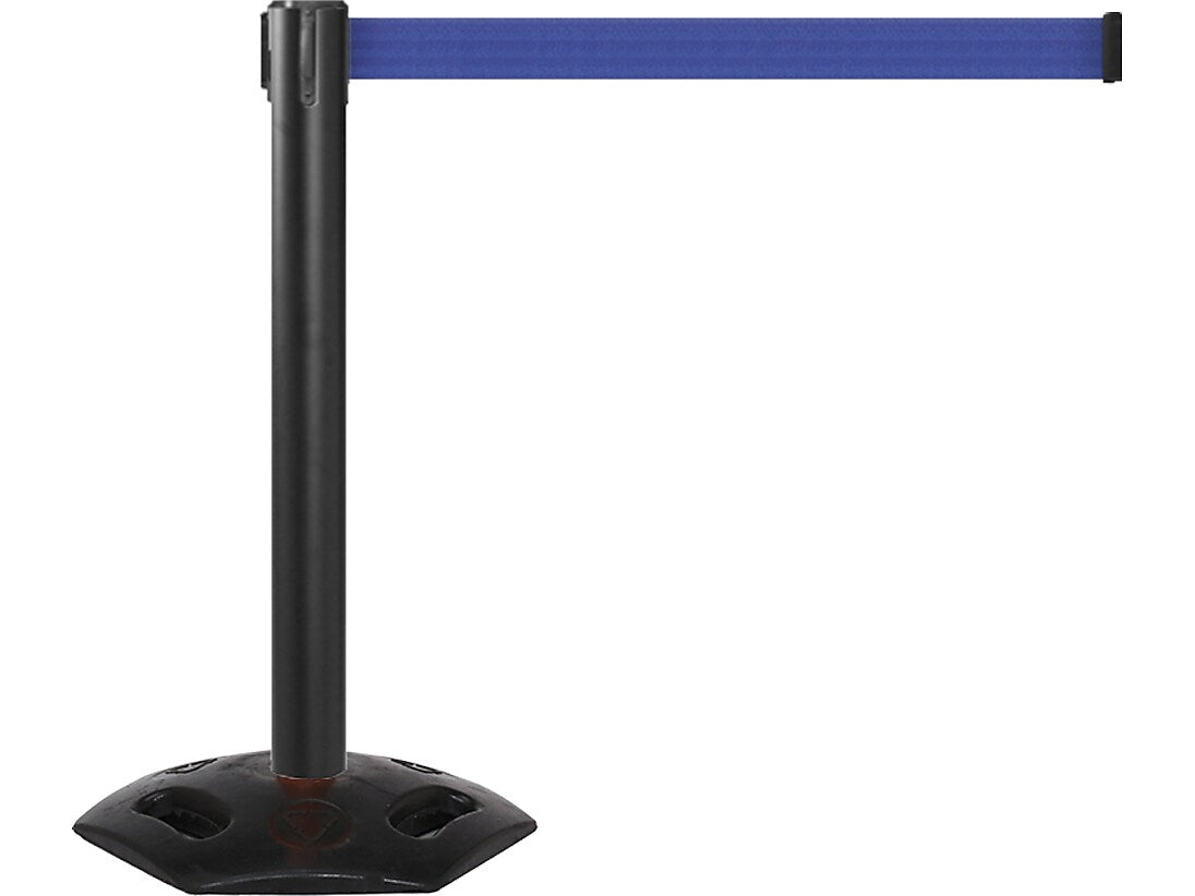 Queue Solutions WeatherMaster 300 2" Nylon Crowd Control Belt Barrier, Black/Blue (WMR300B-BL160)