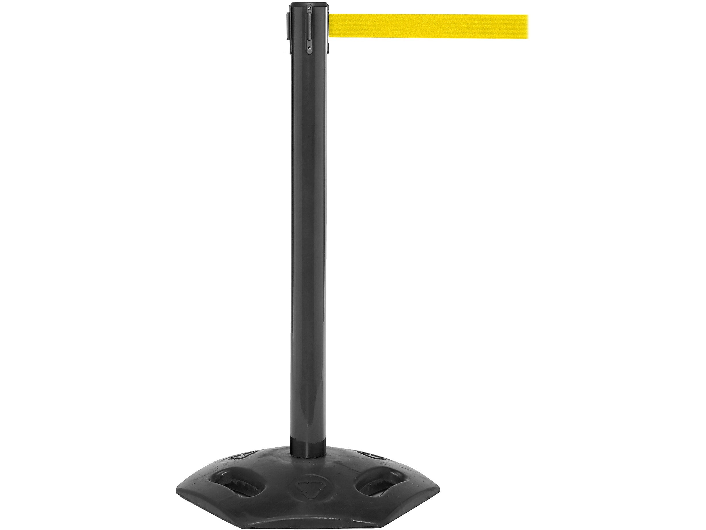 Queue Solutions WeatherMaster 300 2" Nylon Crowd Control Belt Barrier, Black/Yellow (WMR300B-YW160)