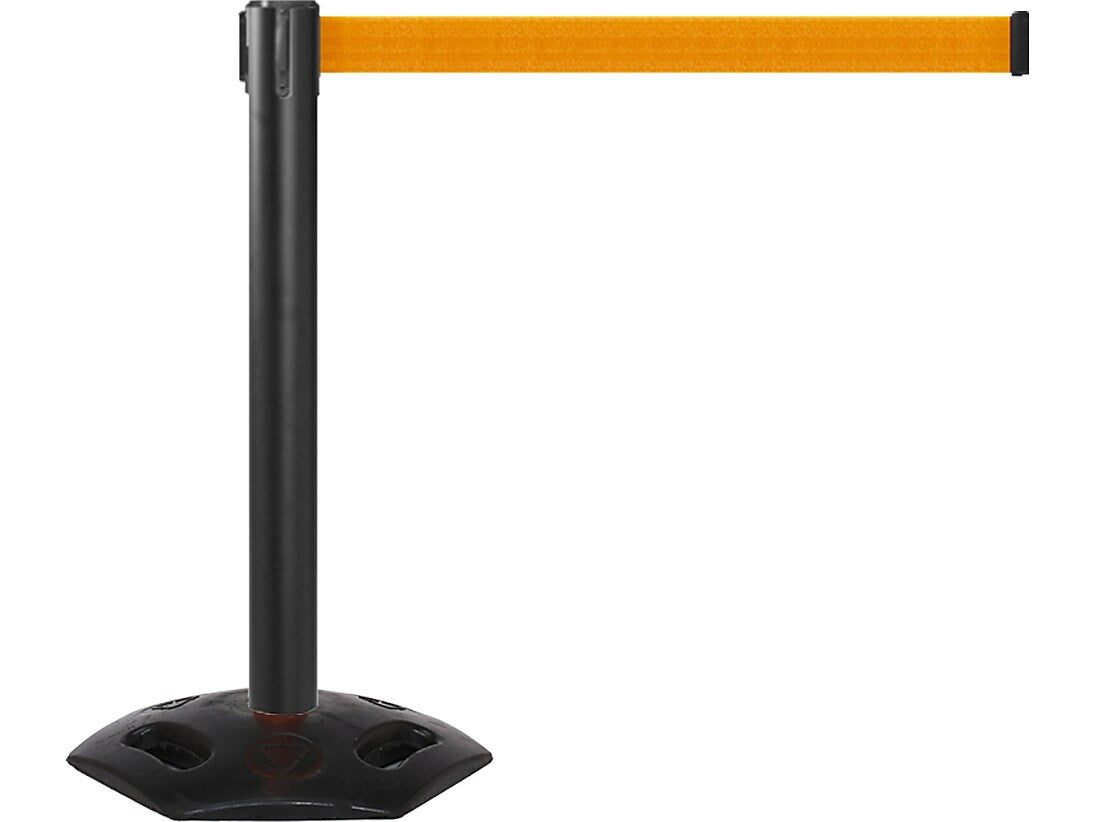 Queue Solutions WeatherMaster 300 2" Nylon Crowd Control Belt Barrier, Black/Orange (WMR300B-OR160)