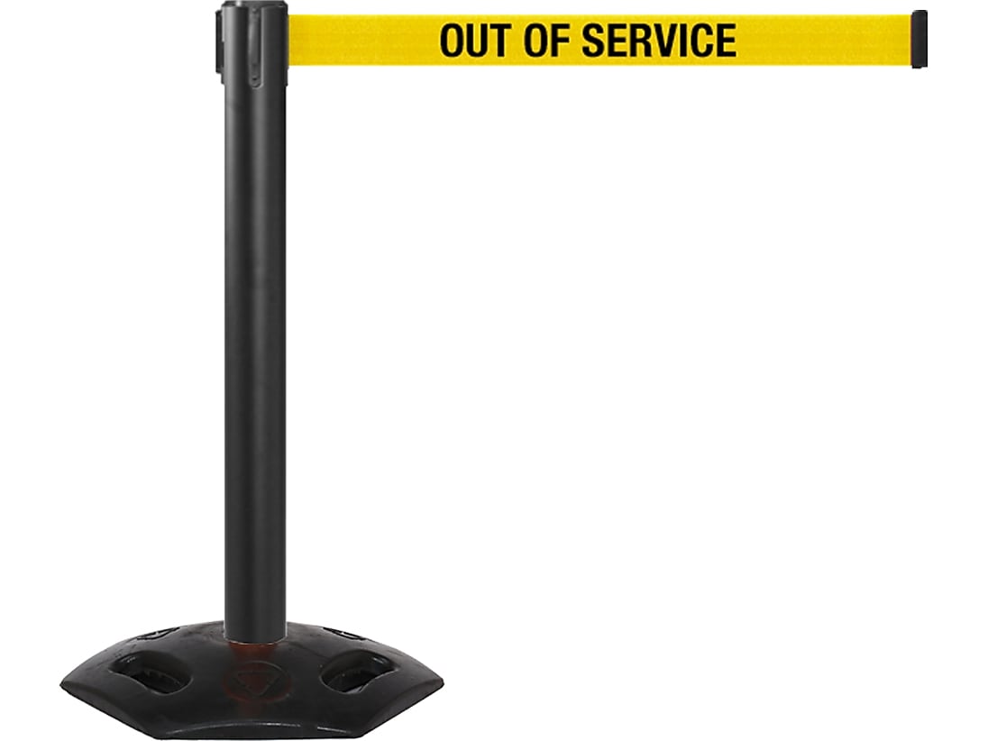 Queue Solutions WeatherMaster 300 2" Black Nylon Crowd Control Belt Barrier, Yellow - OUT OF SERVICE (WMR300B-YBO110)