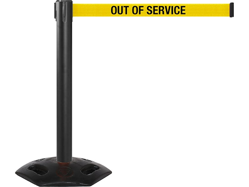 Queue Solutions WeatherMaster 300 2" Black Nylon Crowd Control Belt Barrier, Yellow - OUT OF SERVICE (WMR300B-YBO110)