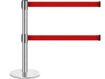 Queue Solutions QueuePro Twin 250 2" Nylon Crowd Control Barrier, Polished Stainless Steel/Red (PROTwin250PS-BK110)