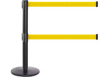 Queue Solutions QueuePro Twin 250 2" Nylon Crowd Control Belt Barrier, Black/Yellow (PROTwin250B-YW110)