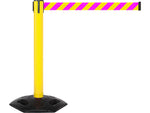 Queue Solutions WeatherMaster 300 2" Yellow Nylon Crowd Control Belt Barrier, Yellow/Magenta (WMR300Y-YM160)
