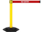 Queue Solutions WeatherMaster 300 2" Yellow Nylon Crowd Control Belt Barrier, Red - NO ENTRY (WMR300Y-RWN160)