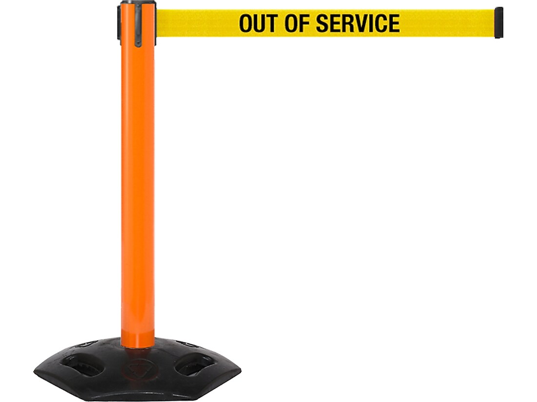 Queue Solutions WeatherMaster 300 2" Nylon Crowd Control Belt Barrier, Orange/Yellow (WMR300O-YBO110)