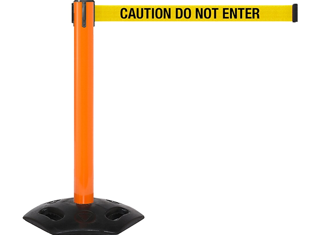 Queue Solutions WeatherMaster 300 2" Nylon Crowd Control Barrier, Orange/Yellow (WMR300O-YBC160)