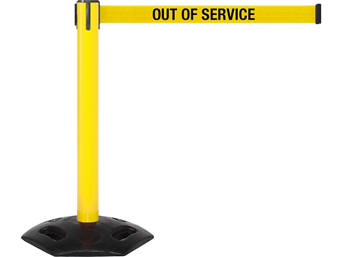 Queue Solutions WeatherMaster 300 2" Yellow Nylon Crowd Control Belt Barrier, Yellow - OUT OF SERVICE (WMR300Y-YBO110)