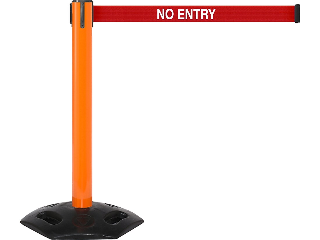 Queue Solutions WeatherMaster 300 2" Nylon Crowd Control Belt Barrier, Orange/Red (WMR300O-RWN160)