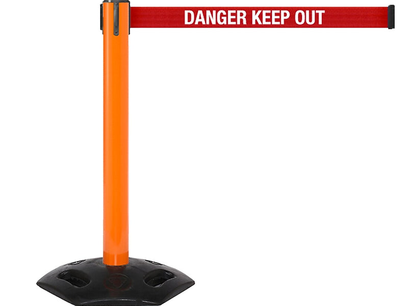 Queue Solutions WeatherMaster 300 2" Nylon Crowd Control Barrier, Orange/Red (WMR300O-RWD160)
