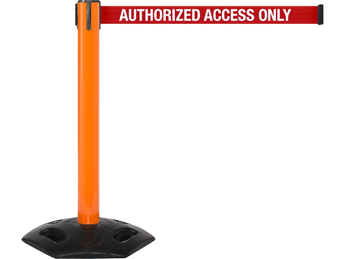 Queue Solutions WeatherMaster 300 2" Nylon Crowd Control Belt Barrier, Orange/Red (WMR300O-RWA160)