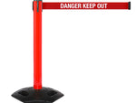 Queue Solutions WeatherMaster 300 2" Red Nylon Crowd Control Belt Barrier, Red - DANGER KEEP OUT (WMR300R-RWD110)
