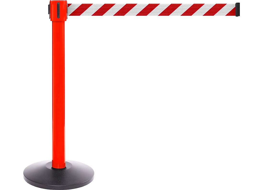 Queue Solutions SafetyPro 335 2" Crowd Control Belt Barrier, Red/White (SPRO335R-RW335)