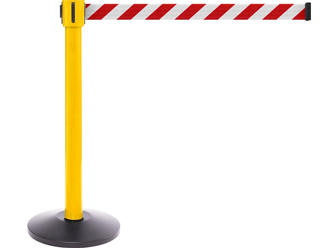 Queue Solutions SafetyPro 335 2" Crowd Control Belt Barrier, Yellow/Red/White (SPRO335Y-RW335)