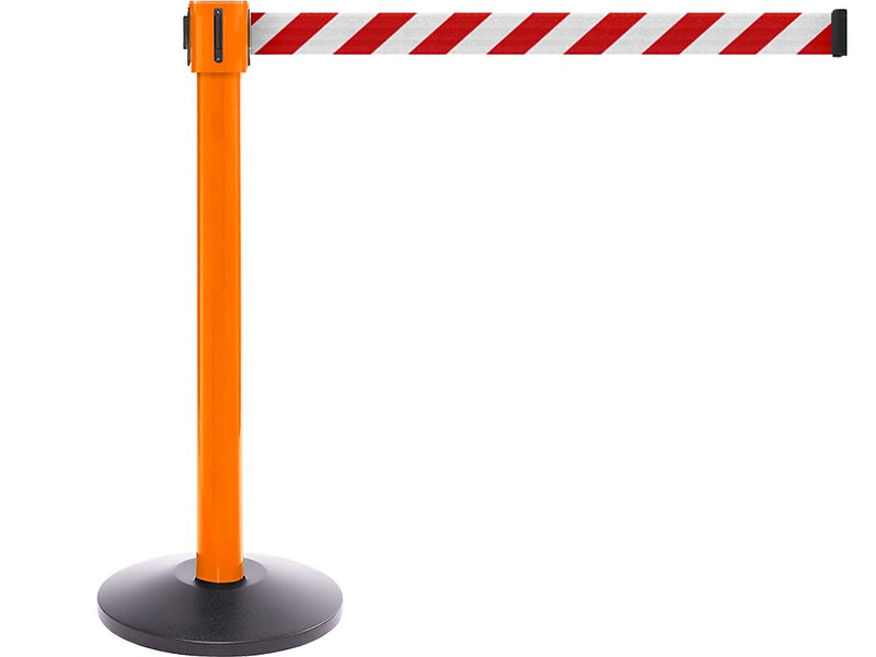 Queue Solutions SafetyPro 335 2" Crowd Control Belt Barrier, Orange/Red/White (SPRO335O-RW335)