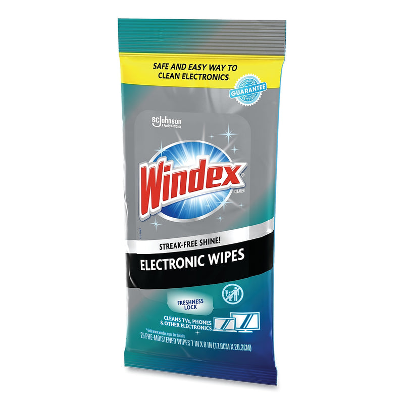 Windex Electronics Cleaner, 25 Wipes, 12 Packs/Carton (SJN319248)