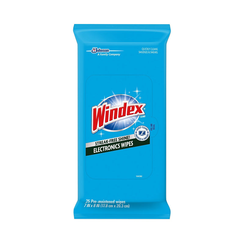 Windex Electronics Cleaner, 25 Wipes, 12 Packs/Carton (SJN319248)