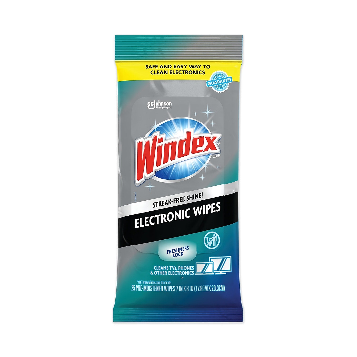 Windex Electronics Cleaner, 25 Wipes, 12 Packs/Carton (SJN319248)