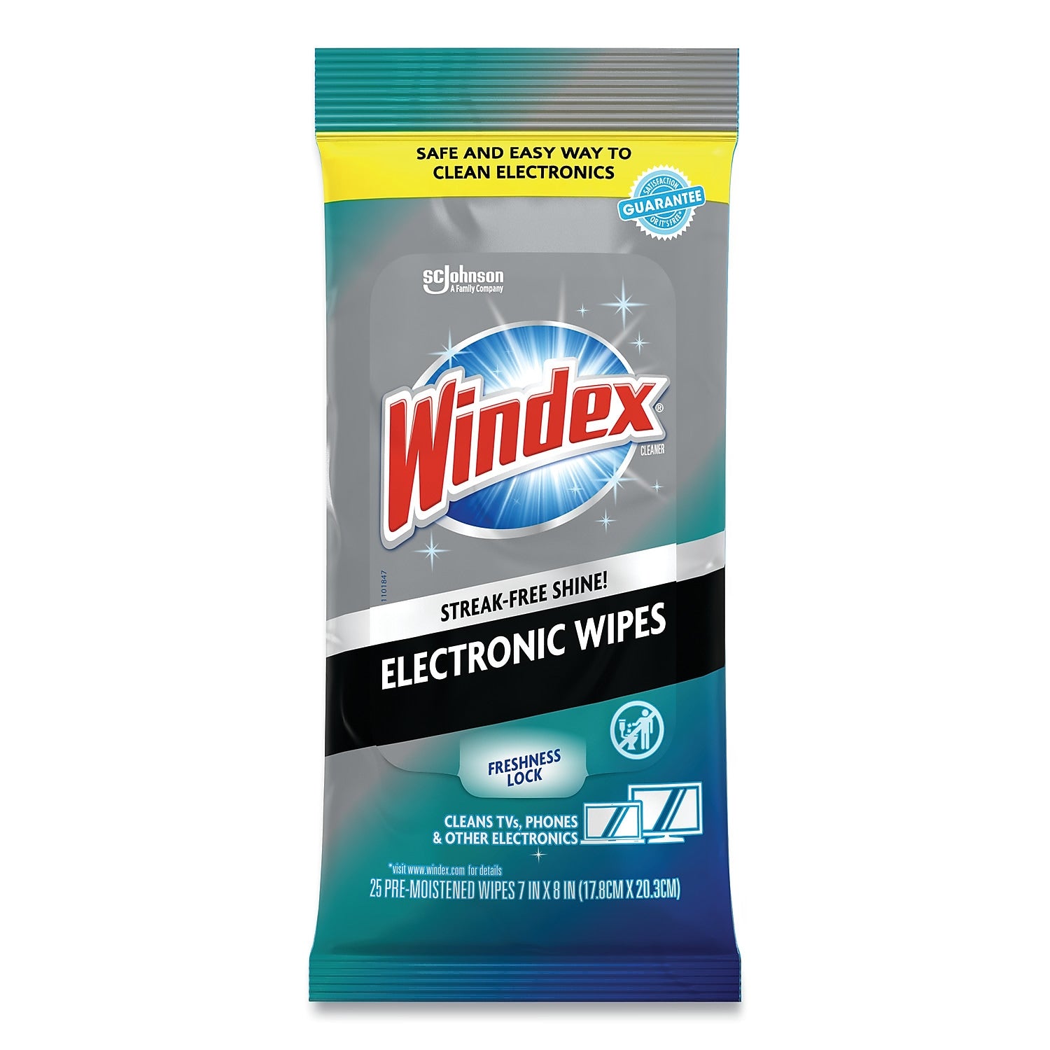 Windex Electronics Cleaner, 25 Wipes, 12 Packs/Carton (SJN319248)