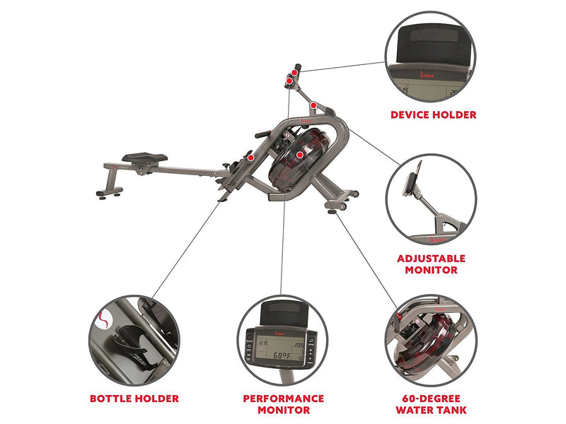 Sunny Health and Fitness Phantom Hydro Water Rowing Machine (SF-RW5910)