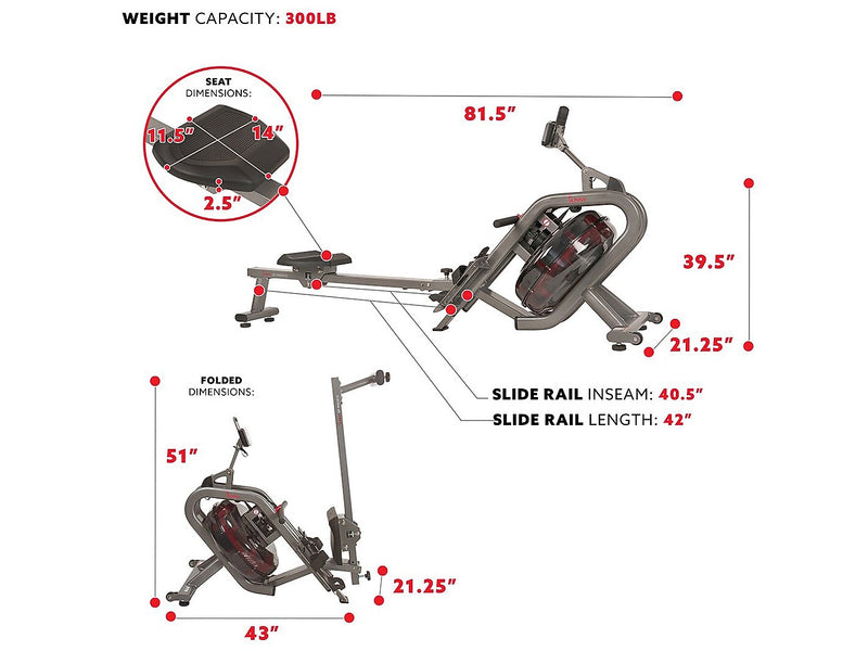 Sunny Health and Fitness Phantom Hydro Water Rowing Machine (SF-RW5910)