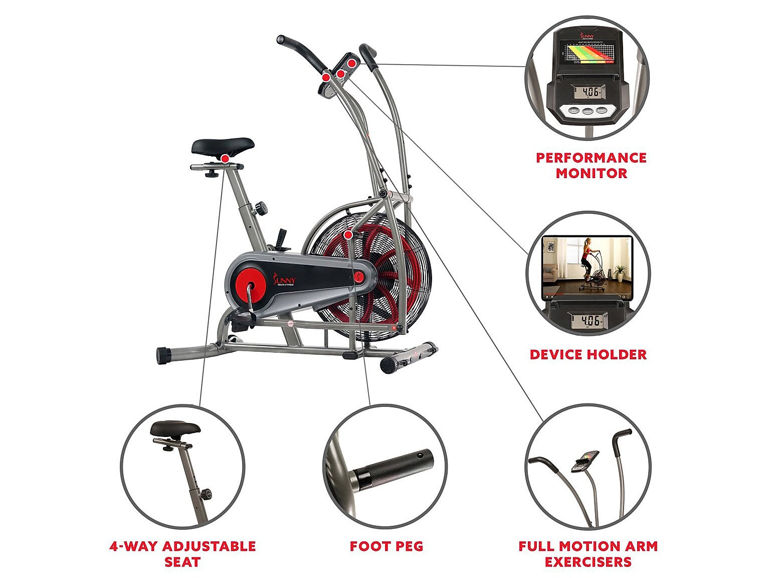 Sunny Health and Fitness Motion Air Bike (SF-B2916)