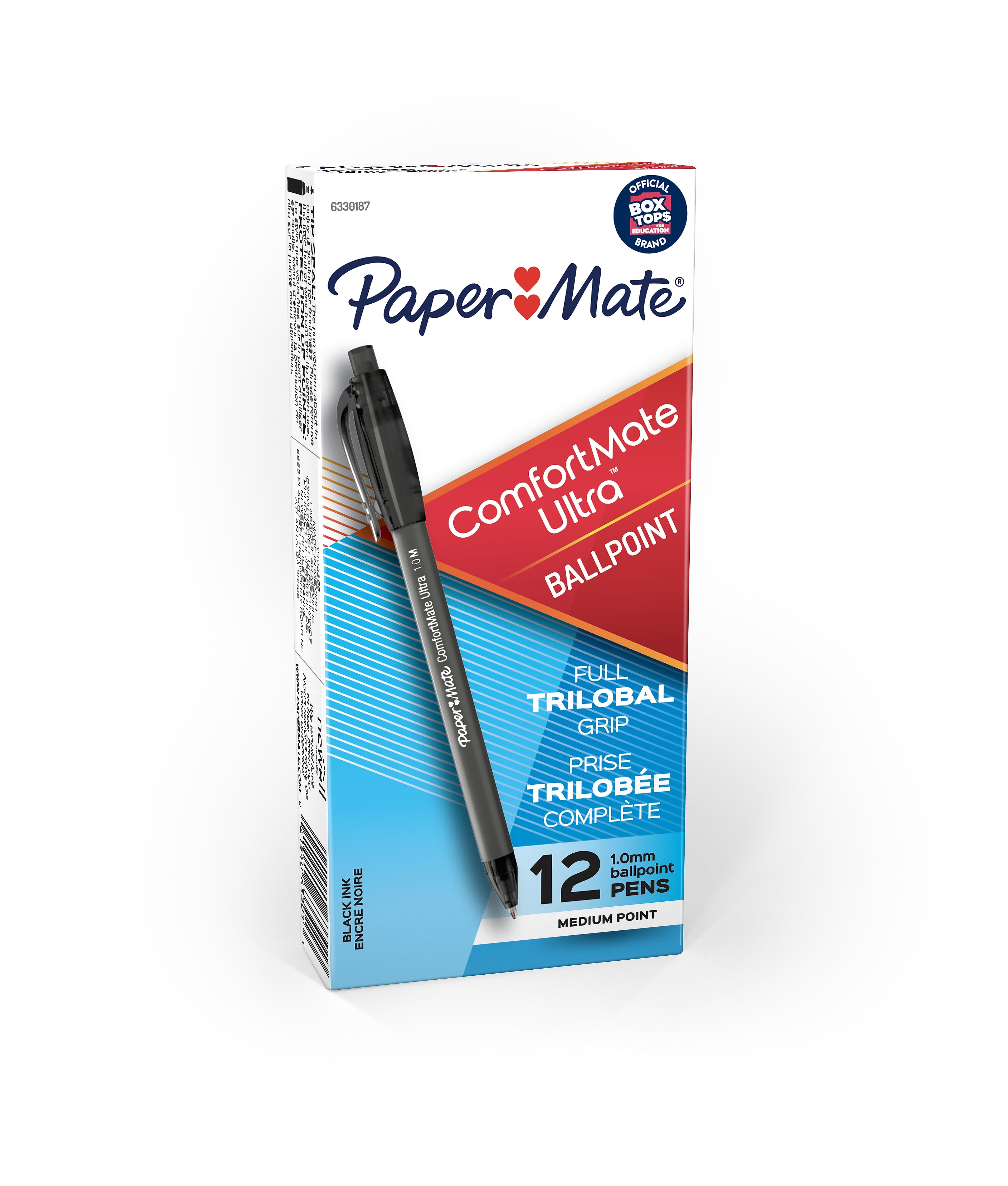 Paper Mate ComfortMate Ultra Retractable Ballpoint Pen, Medium Point, Black Ink, Dozen (6330187)