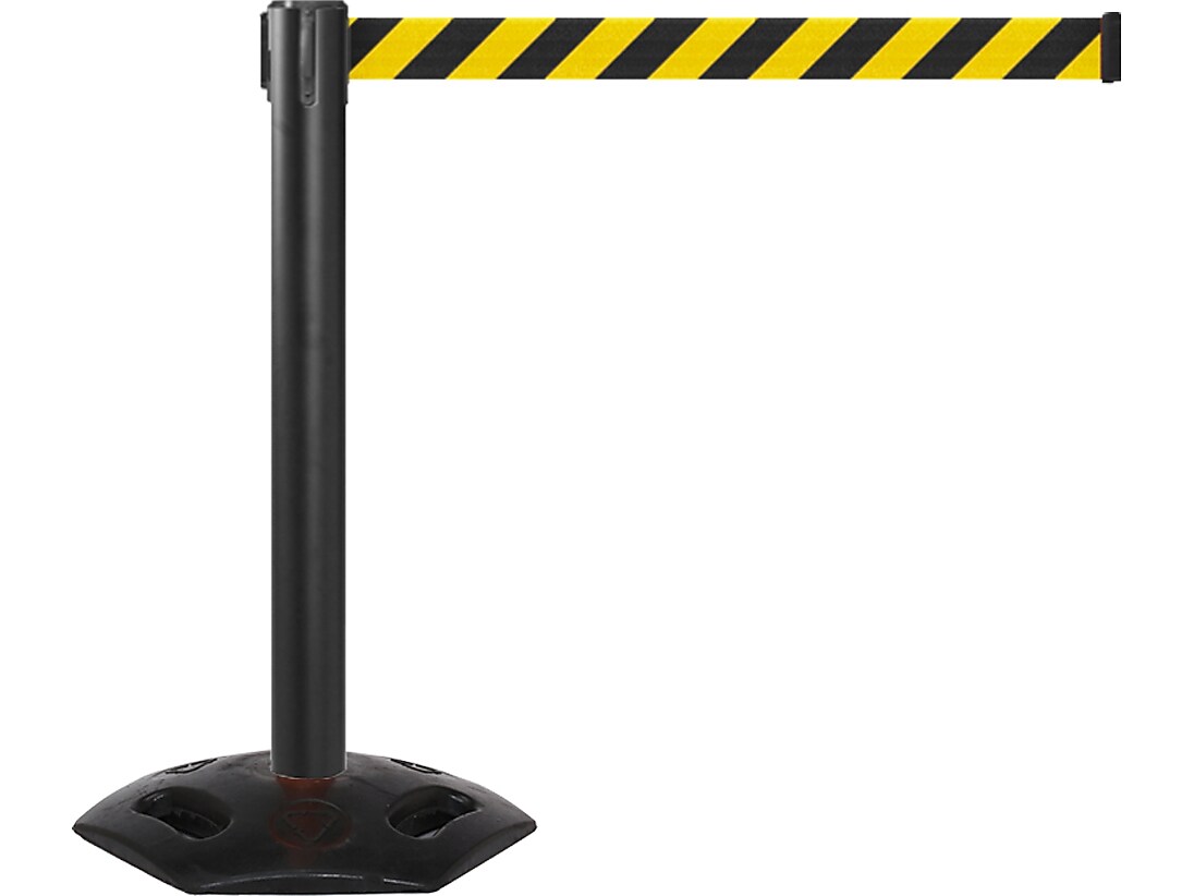 Queue Solutions WeatherMaster 300 2" Nylon Crowd Control Belt Barrier, Black/Yellow (WMR300O-YB160)