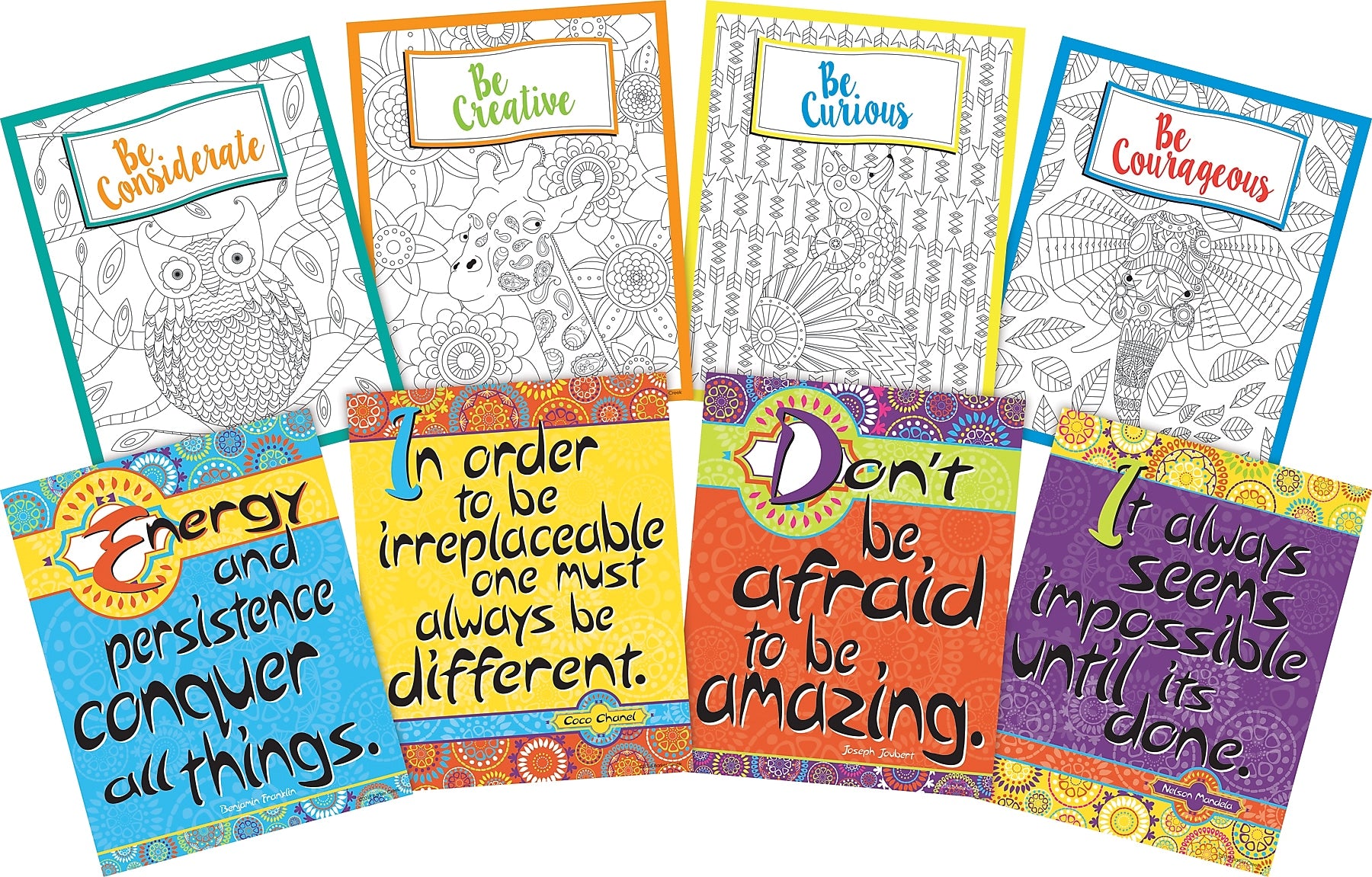 Barker Creek Be Courageous Motivational Art Prints, 8/Set (4190)