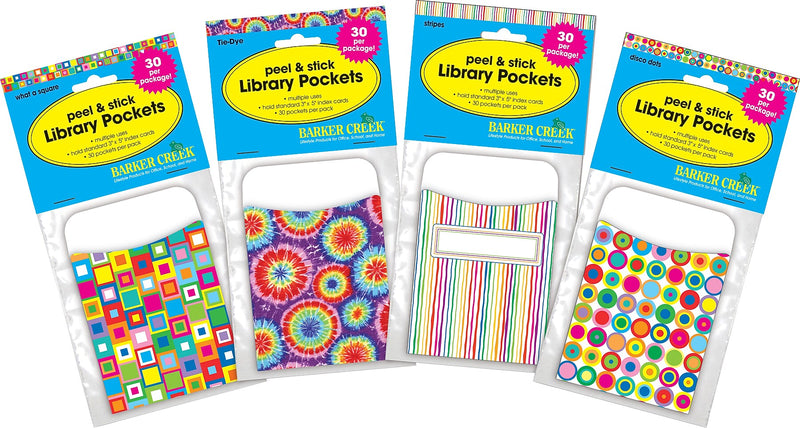 Barker Creek Groovy Library Pockets, 5.125" x 3.5", 120/Set (4061)