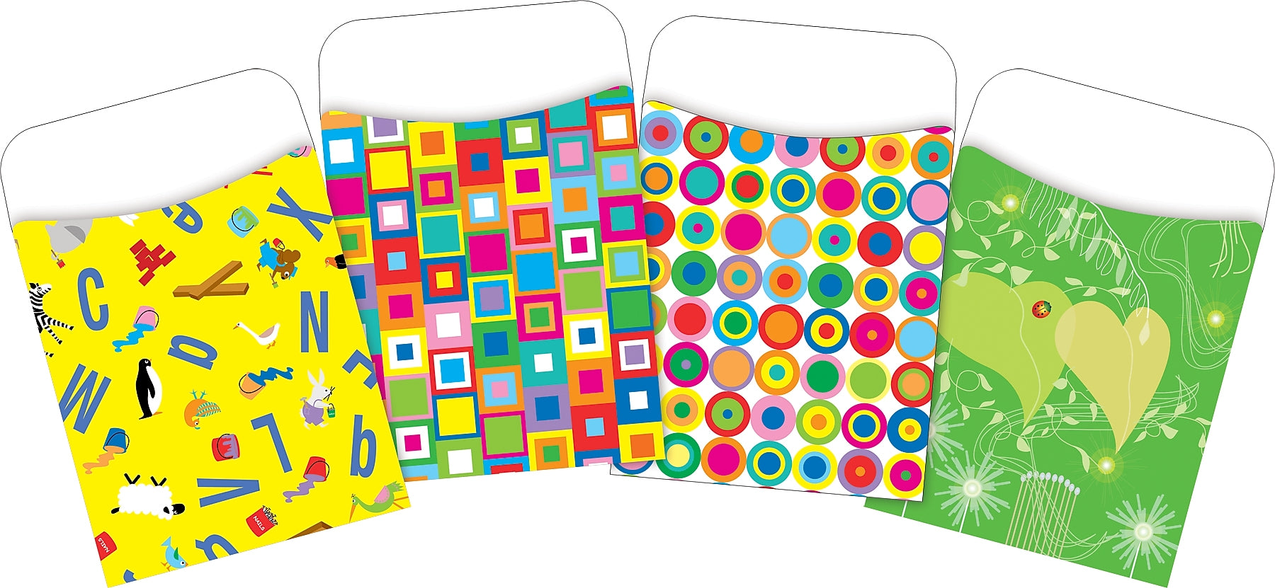 Barker Creek Bright Colors Library Pockets, 5.125" x 3.5", 120/Set (4062)