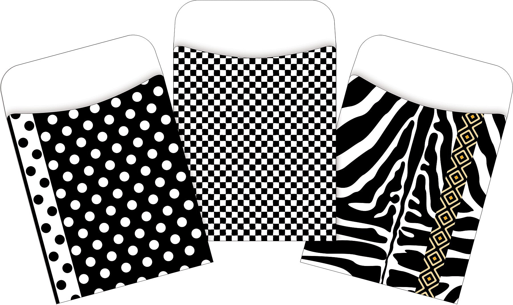 Barker Creek Black & White Library Pockets, 5.125" x 3.5", 90/Set (4067)