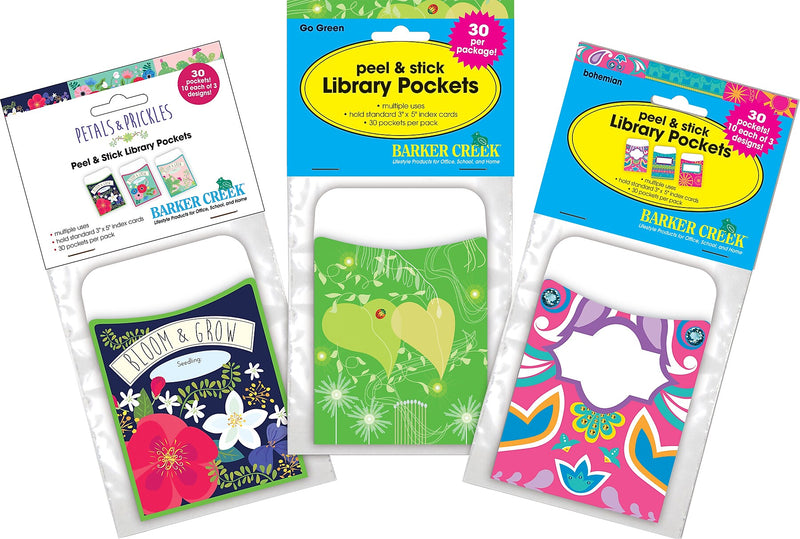 Barker Creek Bohemian Garden Library Pockets, 5.125" x 3.5", 90/Set (4076)