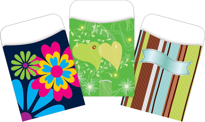 Barker Creek Peaceful Garden Library Pockets, 5.125" x 3.5", 90/Set (4080)