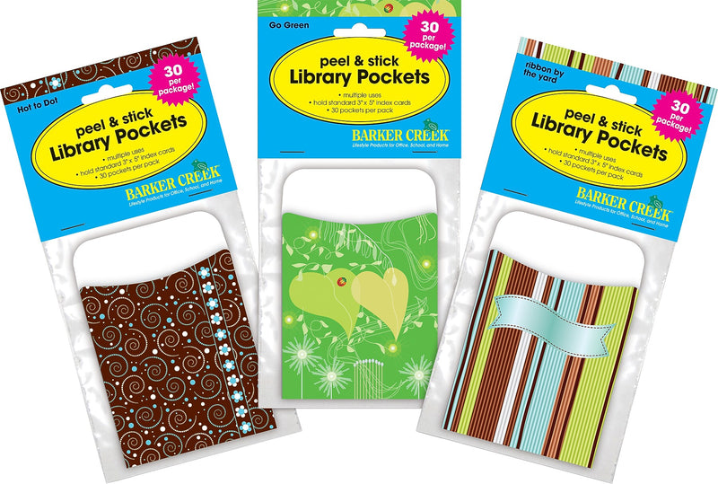 Barker Creek Calm Colors Library Pockets, 5.125" x 3.5", 90/Set (4082)